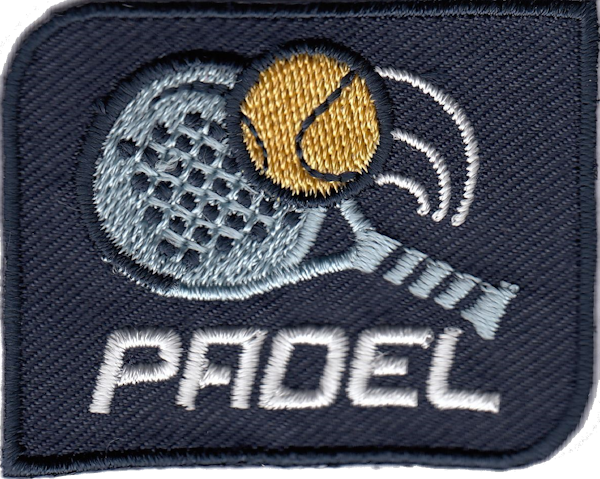 RICAMO CON SCRITTA PADEL +RACCHETTA+PALLINA BLU SCURO