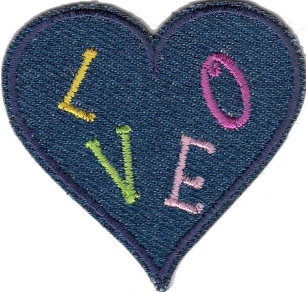 CUORE IN JEANS CON SCRITTA DENTRO LOVE B