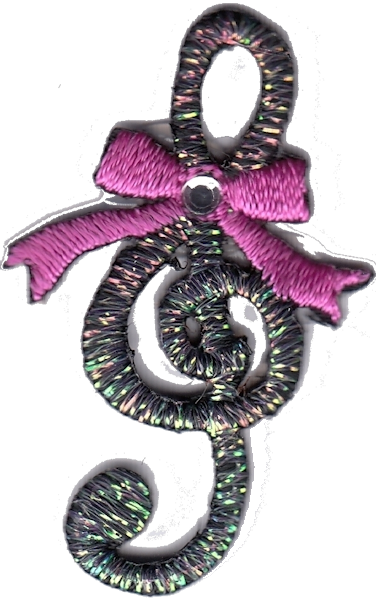 NOTA MUSICALE CON BRILLANTINO, CHIAVE DI VIOLINO